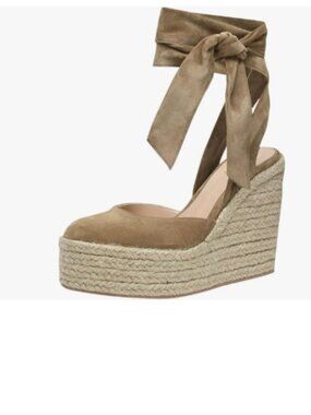 YDN Brown Sexy Ankle Strap Sandals Round Closed Toe Lace Up Platform Wedge Pumps